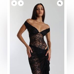 Natalie Rolt Black Lace Maxi Dress